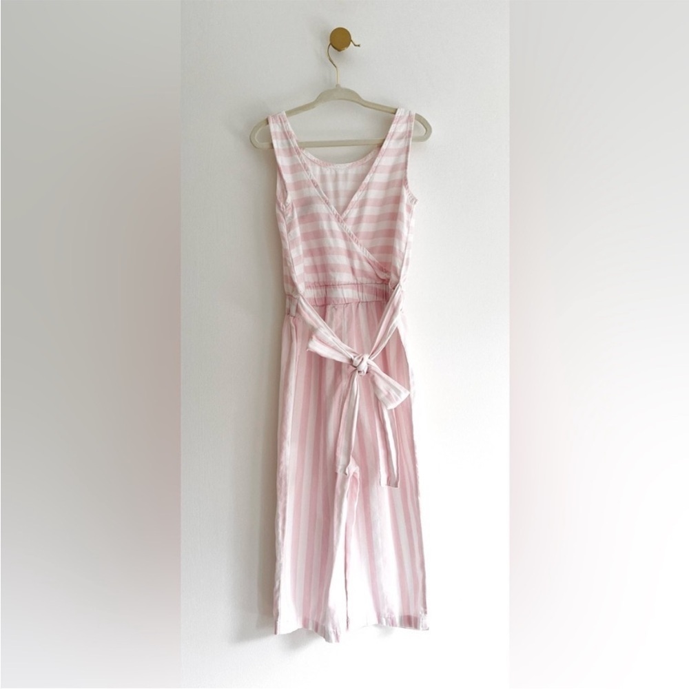 Carter's Light Pink and White Striped Jumpsuit with Tie Back Bow Girls 4T
